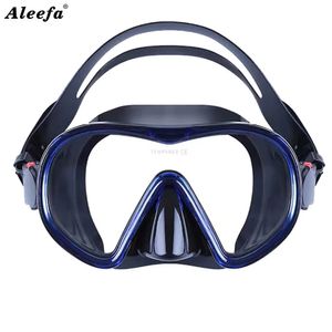 Adult Low Volume Clear Diving Mask with Tempered Glass Freediving Snorkeling Silicone Black Underwater Swimming Goggles 240407