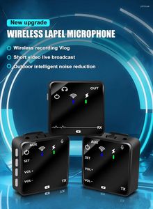 Microfones Aoieuuai Professional Wireless Lavalier Mini Mic för Live Streaming Game Recording Interview Vlogger