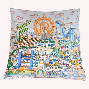 H Silk Scarf Designer Summer Scarf H varumärke Brevtryck Designer Women Square Shawl Tube Top Knight Park Horse Pattern Headscarf Tie Midja H Pannband 90*90 cm