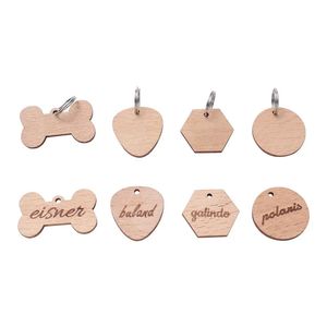 50pcs idézios de idiota de madeira em branco Antilost Wood Wood Colo de gato Nome de animais de estimação Tag Dog Tag Puppy Pingente Supplies 240419