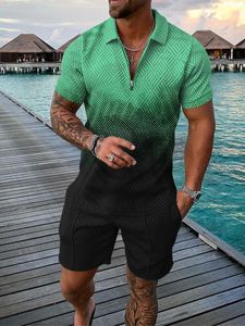 Sommer 2024 Herrenanzug Explosion Super Casual Fashion Sportswear 3D Digital Printed Mens Revers Short Sleeve Beach 240412