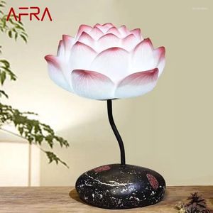 Table Lamps AFRA Contemporary Lotus Lamp Chinese Style Living Room Bedroom Tea Study Art Decorative Light
