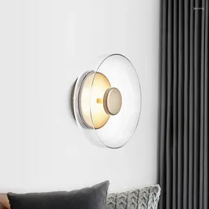 Vägg lampa sovrum sovrum minimalistisk vardagsrum dekoration designerns ljus lyxglas cirkulära trappa