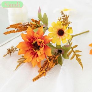 Fiori decorativi decorazione autunno decorazione gialla girasole in seta artificiale fiore artificiale wedding home office giardino