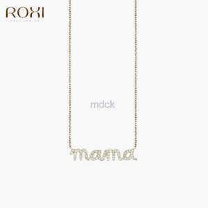 Pendant Necklaces ROXI S925 Sterling Silver 18K Gold Color MAMA Letter CZ Pendant Necklace Mothers Day Delicate Jewelrys For Women Mom collar 240419