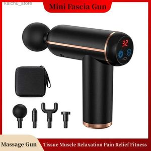 Elektriska massagare Portable Fascia Gun Vibration Massage Gun Percussion Handgun Massager Används för djup vävnad Muskelavslappning Smärtlindring och fitness Y240425