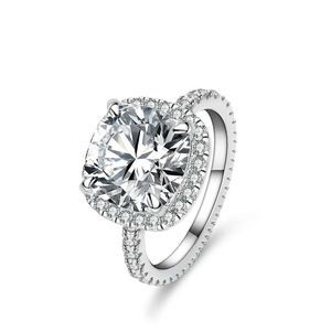 Обручальные кольца роскошные 5 Ct Moissanite Diamond Rings для женщин в форме квадратной обертывания жирной квадратный обручальный кольцо платина Pt950 Ювелирные изделия 240419