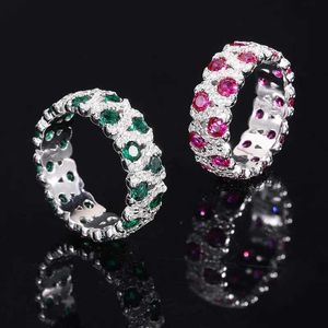 Anéis de casamento Luxo 925 prata esterlina 18k ouro branco 3*3mm anel de diamante verde de zircão verde para mulheres de jóias de jóias de noivado 240419