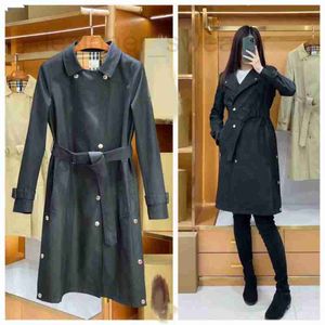 Women's Trench Coats Designer womens waistband with double breasted lightweight mid length windbreaker black G17N