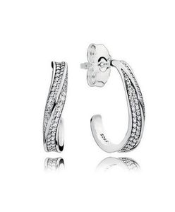 925 Sterling Silver CZ Diamond Earrings With Retail Box Fashion Elegant Waves Ear Hook Earrings for Women Girls Gift Jewely Earri773688