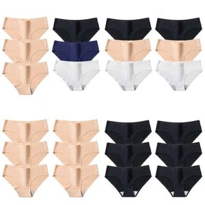 Panties Women's Bzel 6pcsset Einfache nahtlose Unterwäsche weiche Seidensatinfrau Slips atmungsaktive Dessous gemütliche Fiels -Unterhose 231031