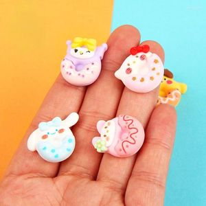 Dekorative Figuren 10pcs Diy Kawaii Mini Harz Cartoon Tier Donuts Scrapbooking Material Miniaturen Cabochon Flatback -Werkzeuge Zubehör