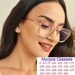 Óculos de sol Moda Big Square Anti -Blue Light Myopia Glasses TR90 Double Colors Metal Frame Computador Proteção para os olhos Espectáculos -1