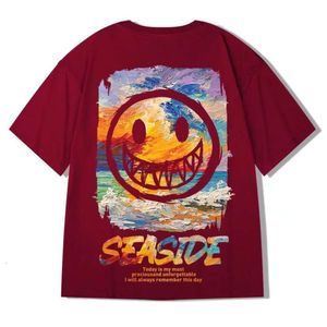 T-shirt Guochao Mens de manga curta Casual Casual Green Tide Brand Ins Trend Style Chinese Juventude solta meia manga00lk