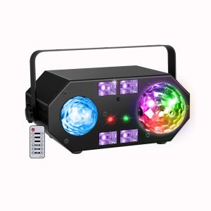 Belysning 5 i 1 -scenlampor med laserljus RGBW Waterwave Remote DMX Control DJ Lighting för Disco Parties Club Wedding Halloween