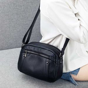 حقيبة جلدية حقيقية للنساء 2024 النسخة الكورية متعددة الاستخدامات كتف واحد قطري الصليب نساء صغير