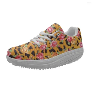 Scarpe casual indossano fiori resistenti a piattaforme leopardo stampato da donna piatti leggeri topi tondo sneakers feste di tennis zapatillas de mujer