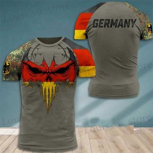 Mäns T-shirts Tyskland Flagg 3D-tryck Militär Mens T-shirts Casual överdimensionerad kamouflagarmétaktik toppar kort-slved o nack unisex t shirt t240419