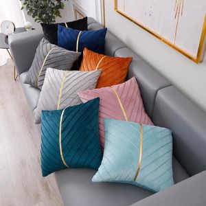 Pillow Modern Velvet Throw Covers Pack With Gold Leather Decorative Couch Pillowcase Luxury Square Cover 2Pcs/set