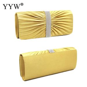 Clutches Satin Falten Abend Party Clutch Bag Mode Nacht Clutches Tasche mit Kettenhandtaschen Luxus elegantes Clutch Sack Hauptfemme