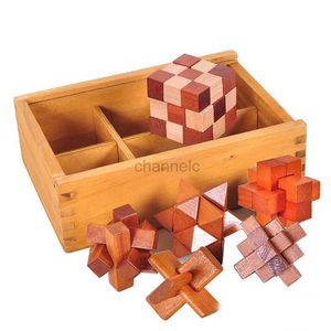 3D Puzzles 3D Puzzles Game Kong Ming Lu Ban Lock Kids Adult IQ Brain Teaser Educational Toy Wooden Unlock Toys Set with Box Children Gifts 240419