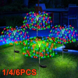 LED Solar Power Lights Firework Garden Decoration Fairy Lights Waterproof Outdoor Dandelion Lawn Lamp för uteplatsväg 240408