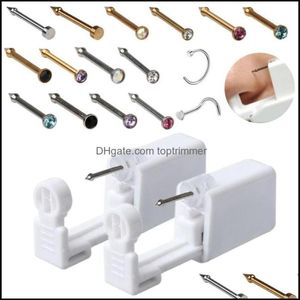 Kits Tattoos Art Health Beautydisposable Safe Sterile Pierce Unit For Gem Nose Studs Piercing Gun Piercer Tool Hine Kit Earring 9609942