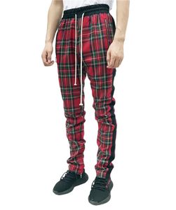 Homens de moda calça de moletom calça de quadril de quadril de quadro de streetwear vermelho calças de lápis Slim Men calças calças de corredor 240410
