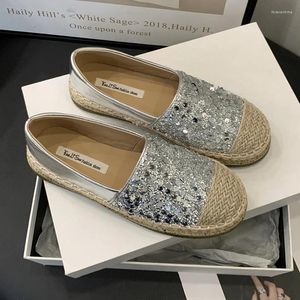 Casual Shoes Luxury Sequin Design Fisherman Women's Slip-On Textil Slip Role Sole Four Season Women Flats