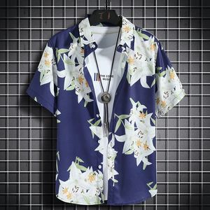 Hawaiian beach shirts Mens shortsleeved casual Seaside vacation quickdrying clothes Loose floral tops 240403