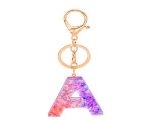 Sequins 26 English letters Key Ring Keychain Alphabet Glitter Letter with Metal Clip Circle Bag Pendant Key Holder Christmas Gifts4441849