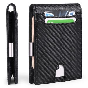 Klämmor Slim Carbon Antitheft Plånbok Money Clips Plånbok med 11 korthållare Slim Minimalist Style