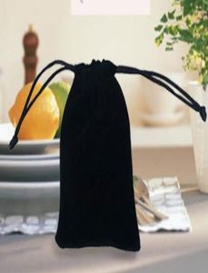 Velvet Black Pure Color Bags Mulher Vintage Drawstring Saco para presente DIY