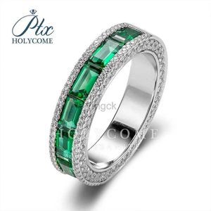 Wedding Rings Green Emerald Cut Radiant Silver Plated 18K Gold Lab Created Diamond Women S925 Sterling Silver Ring 240419