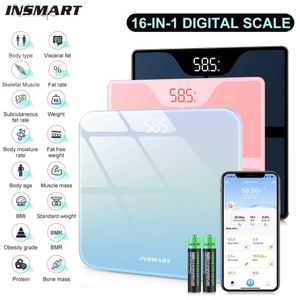 体重スケールinsmart多機能体重スケールBluetoothボディ脂肪スケールLEDディスプレイ重量バランス体組成分析者240419