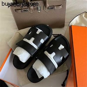 Italy Chypres Sandals Flat Genuine Leather Velcro Strap 7a Suede Women Uncles Cute Old Man Thick Sponge Cake Beach External WearingWit