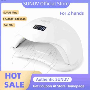 Nail Dryers SUNUV SUN5Plus UV Led Lamp 48W Nail Dryer For Curing All Types Gel 99s Low Heat 36 Leds UV Lamp for Two Hands Nail Art Machine Y2404194ZBE