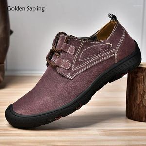 Casual Shoes Golden Sapling Loafers Men Genuine Leather Men's Breathable Driving Flats Lightweight Moccasins Retro Male Footwear