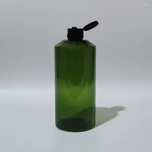 Garrafas de armazenamento 300 ml garrafa verde marrom vazia com chapéu de lixeira de tampa superior de shampoo loção para contêiner plástico sabonete líquido Cuidado pessoal