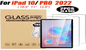 iPad 10 Pro 10pro 2022 109 11 129インチタブレットガラスフィルム2pcsの1つの小売ボックスPacka3910705の2パック焼きガラススクリーンプロテクター