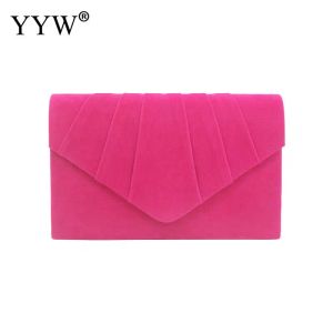 Väskor Kvinnor Rose Red Pu Leather Pleated kuvert Koppling Formell kvällsväska Bröllopsfestklänning Purse Brudbröllop Pariter Prom Sac