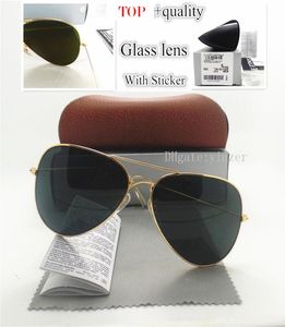 Luxury Quality Glass Lens Pilot Classic Solglasögon Män Kvinnor Brand Designer Shade Unisex UV400 Mirror 58mm 62mm Sun Glasses Brown 4338856