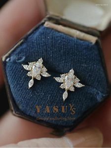 Studörhängen Yasu Real 925 Sterling Silver Earring europeiska utsökta kristallkvinnor Romantiska söta fest bröllop smycken gåva