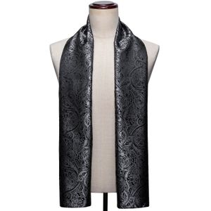 Fashion Silk SenChf Luxury Band Designer Men Women Black Paisley Shawl Bandanna Flutard Silenciador pashmina Barry.Wang A-1022 240416