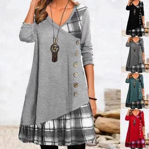 Casual Dresses For Women European And American Autumn Winter Elegant Everyday Loose Party Dress Buttons Long Sleeve