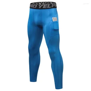 Pantaloni maschile all'ingrosso personalizzati di alta qualità elastica di alta qualità fitness leggings traspiratori di compressione secca di allenamento tasca
