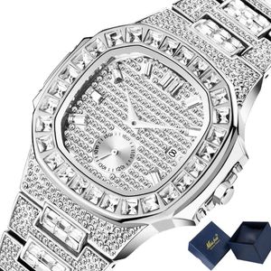 Wristwatches Full Diamond Watch Men Iced Out Hip Hop Mens Quartz Watches Fashion Male Clock Man Waterproof Stainless Steel Reloj Gama Alta