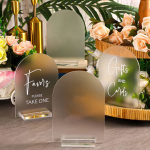 Arched Acrylic Signs with Stand Blank ClearFrost Acrylic Table Number With Stand DIY Wedding Decoration Menu Bar List Sign 240419