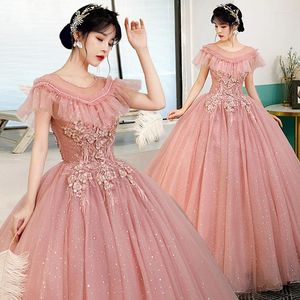 Sukienki imprezowe elegancka suknia balowa kobiety quinceanera tiul aplikacje