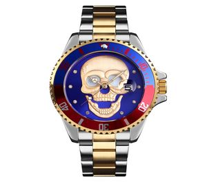 Personalidade da moda Skull Watch Men Pirate Style Aço inoxidável Relógios masculinos Criatividade Man Clock2090073